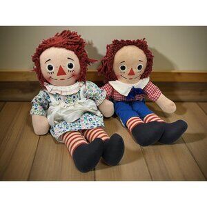 Vintage Raggedy Ann and Raggedy Andy Knickerbocker Doll 1960s Original.